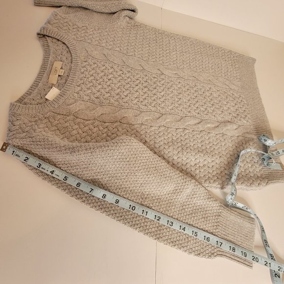 NEW, LOFT Multi Cable Design, Loose Fit, Ladies Grey Crew Neck Sweater, Size M - Picture 8 of 11